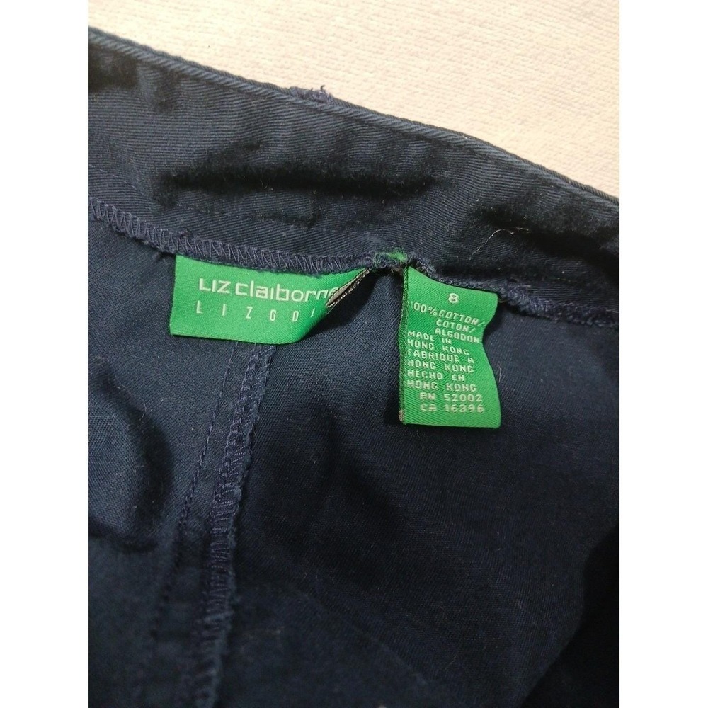 Liz Golf Liz Claiborne Button Cotton Twill A-Line Skirt Womens 8 Tie Waist Vtg - Picture 9 of 9